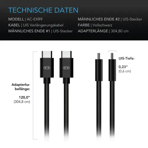 AC Infinity UIS Extension Cable Male to Male 3 m