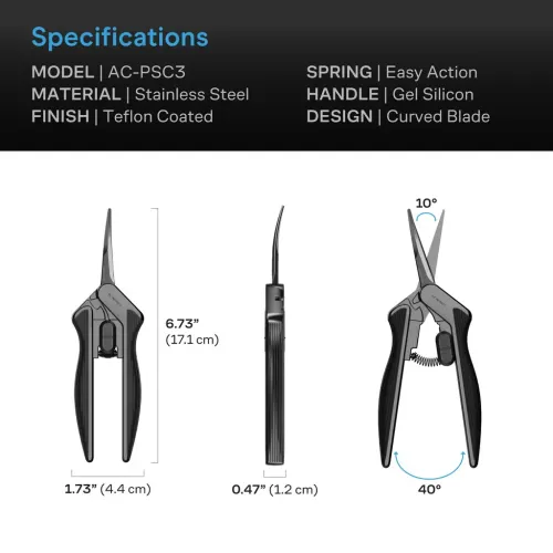 AC Infinity Premium Curved Pruning Shears (6.6 inch)