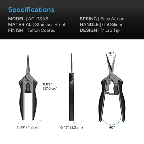 AC Infinity - Stainless Steel Precision Pruning Shears 16.8 cm