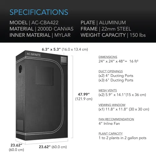 AC Infinity CLOUDLAB 422 - Advance Grow Tent (60x60x120)