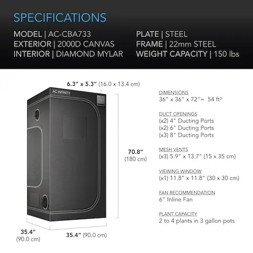 AC Infinity CLOUDLAB 733 - Advance Grow Tent (90x90x180)