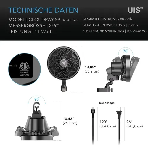 AC Infinity CLOUDRAY S9 (Oscillating)