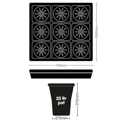 AutoPot - Auto9 Tray System kweeksysteem met 9 stuks 25L potten